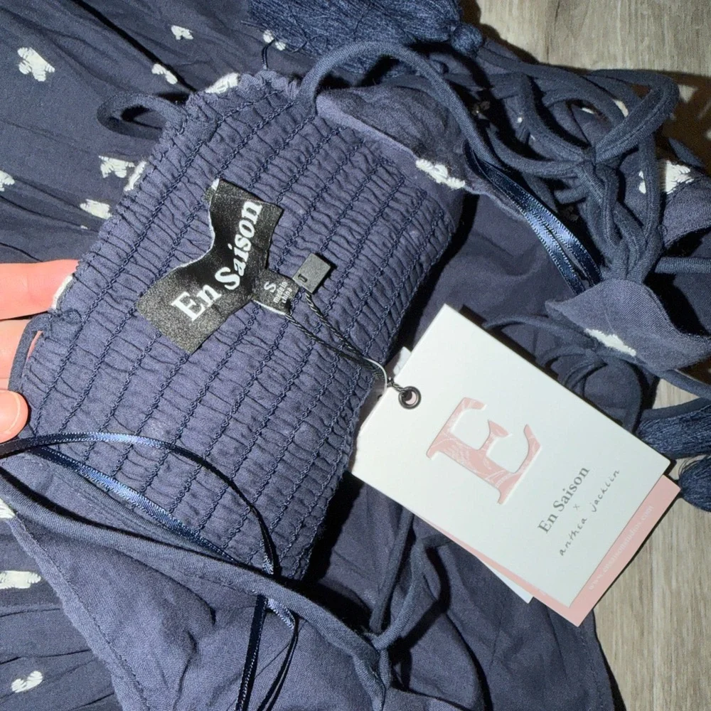 En Saison Nara Cotton Embroidered Tie-Strap Midi Dress - Picture 11 of 16